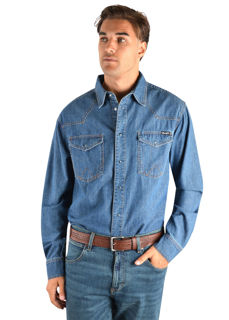 Mens Jay Denim Western L/S Shirt (Denim)