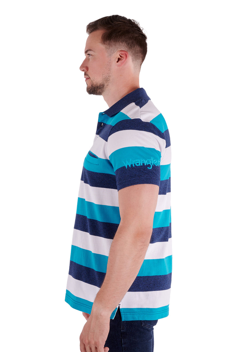 Mens Robert Ss Polo (Teal/White)