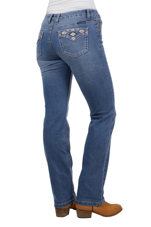 Wmns Gia Hi Rise Bcut Jean 34L (Retro Blue)