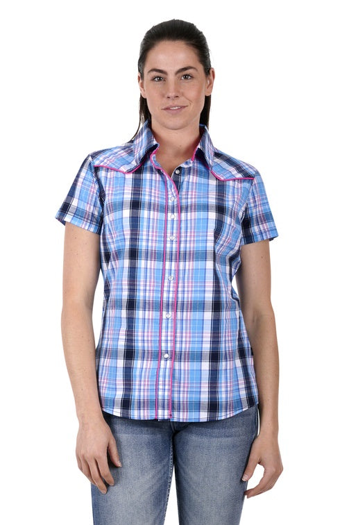 Womens Shiloh Ss Shirt (Blue/Coral)