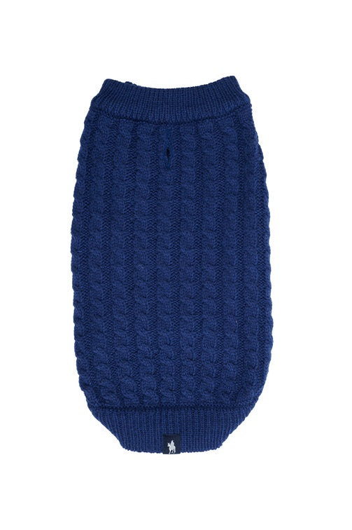 Cable Knit Dog Jumper (Navy)