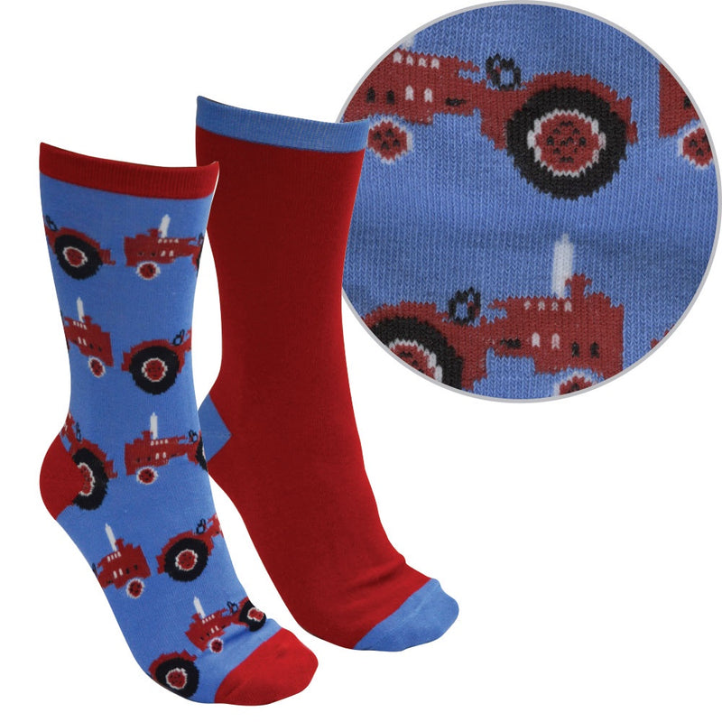 Kids Farmyard Socks - Twin Pack (Blue/Red)