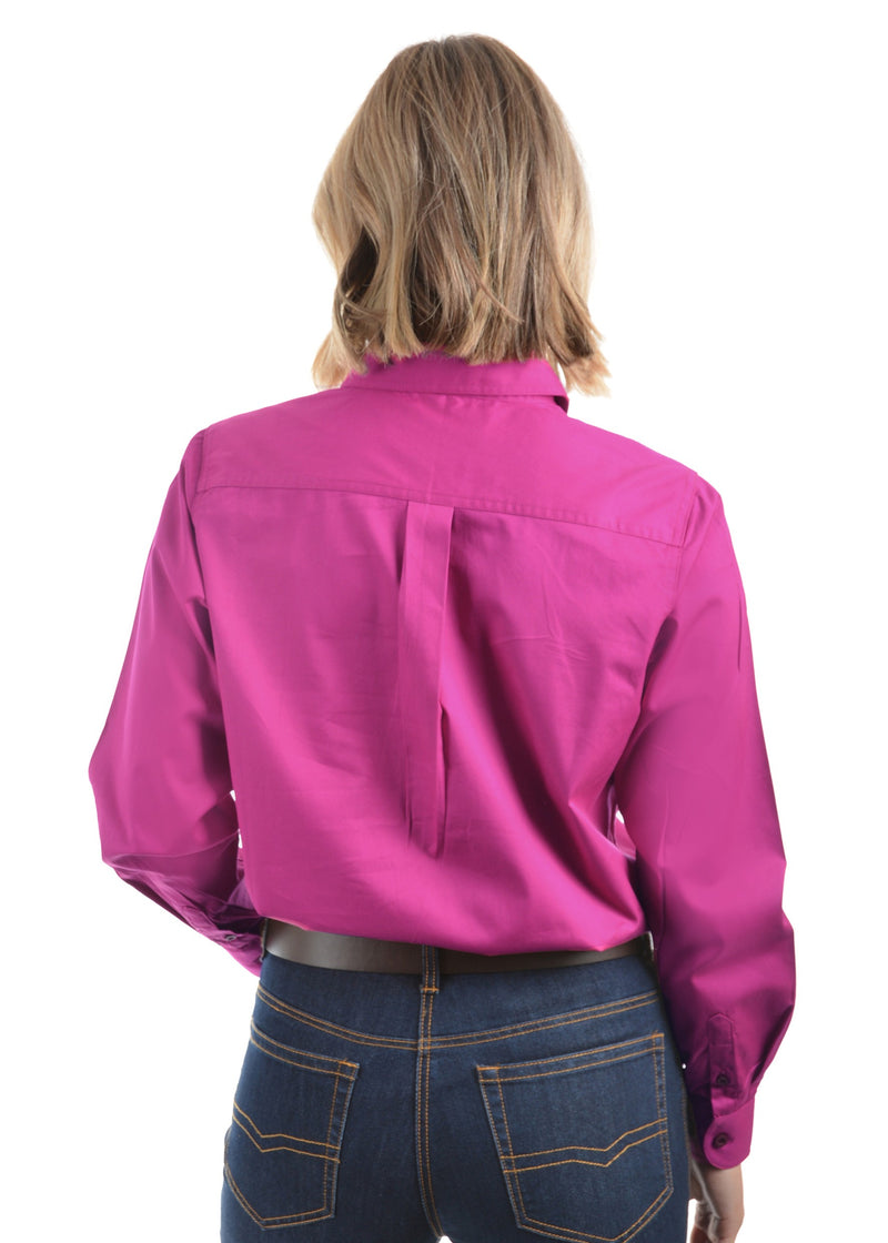 Womens Half Placket Light Cotton Shirt (Fuschia)